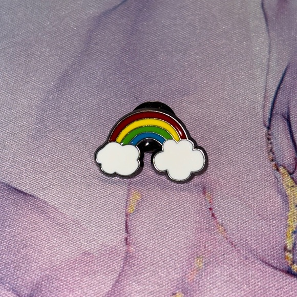 Classic Rainbow with Clouds Pride Enamel and Metal Pin - Picture 1 of 2